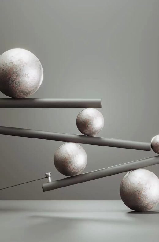 Ausbalancierte metallkugeln und stangen konzeptdesign